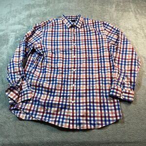 Banana Republic Classic Fit Button Down Shirt Plaid Non Iron XL Men's Red Blue